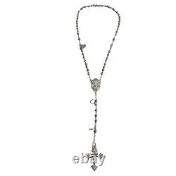 05K20 ANCIENT ROSARY XVIIIth + SOLID SILVER BEADS RELIGIOUS PRAYERS HOLY SAINT ANNE