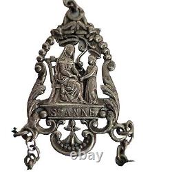 05K20 ANCIENT ROSARY XVIIIth + SOLID SILVER BEADS RELIGIOUS PRAYERS HOLY SAINT ANNE