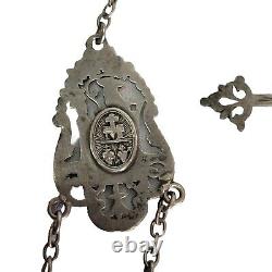 05K20 Antique 18th Century Rosary + Solid Silver Beads Holy Prayers Saint Anne