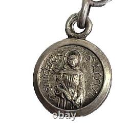 05K20 Antique 18th Century Rosary + Solid Silver Beads Holy Prayers Saint Anne