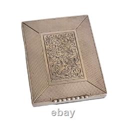 05k32 Antique Makeup Powder Compact in Solid Silver 835 Art Deco Style 1930s / 1940s