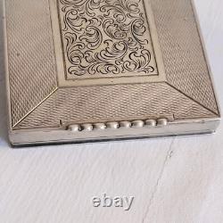 05k32 Antique Makeup Powder Compact in Solid Silver 835 Art Deco Style 1930s / 1940s