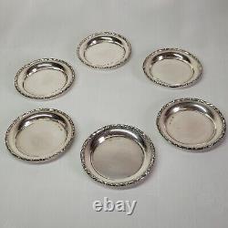 08k29 Antique Table Service 6 Coasters in Solid Silver 800