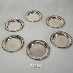 08k29 Vintage Table Service 6 Solid Silver 800 Coasters