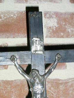 09b12 Old Christ Crucifix Of Altar Ebenen Silver Massive XIX Th Napoleon III