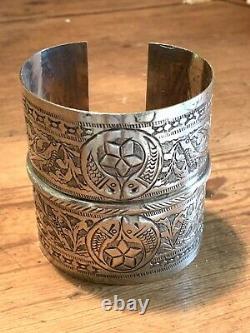 105g! Silver Berber Bracelet Sleeve Ancient Tunisian Kabyle Silver Vintage