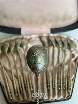 11 Old Petiites Spoons In Solid Silver Vermal Russian Box 84