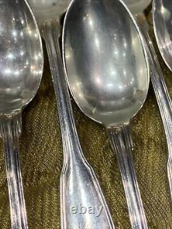 12 Antique Small Sterling Silver Coffee Mocha Spoons Minerve XIXth Shell