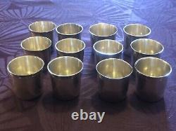 12 Antique and Rare Solid Silver Goblets with Rooster and Farmers General XVIII