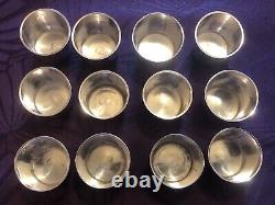 12 Antique and Rare Solid Silver Goblets with Rooster and Farmers General XVIII