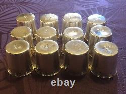 12 Antique and Rare Solid Silver Goblets with Rooster and Farmers General XVIII