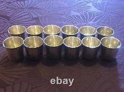 12 Antique and Rare Solid Silver Goblets with Rooster and Farmers General XVIII