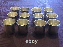 12 Antique and Rare Solid Silver Goblets with Rooster and Farmers General XVIII