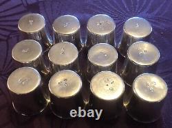 12 Antique and Rare Solid Silver Goblets with Rooster and Farmers General XVIII