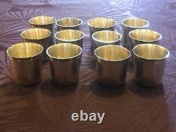 12 Antique and Rare Solid Silver Goblets with Rooster and Farmers General XVIII