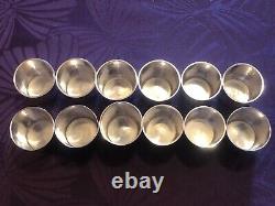12 Antique and Rare Solid Silver Goblets with Rooster and Farmers General XVIII