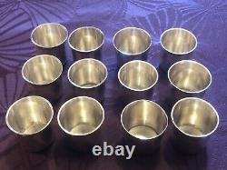12 Antique and Rare Solid Silver Goblets with Rooster and Farmers General XVIII