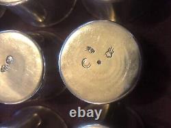 12 Antique and Rare Solid Silver Goblets with Rooster and Farmers General XVIII