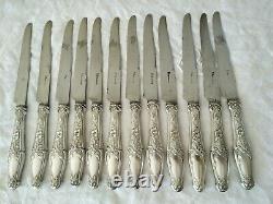 12 Old Art Nouveau Silver Massive Knives 1900 Silver Jugendstil Knives