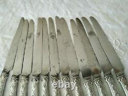 12 Old Art Nouveau Silver Massive Knives 1900 Silver Jugendstil Knives