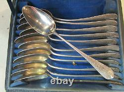 12 Old Small Spoons Solid Silver Poincon Minerve 19e Nap III Ecrin