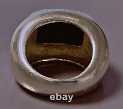 16 g Antique jet silver ring, solid silver signet ring, T53
