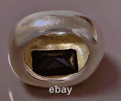 16 g Antique jet silver ring, solid silver signet ring, T53