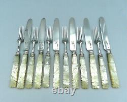 1824 Old Silver Massif Dessert Cutlery Mother-of-pearl Set Handles William IV