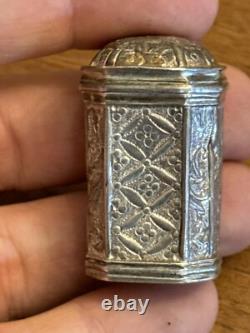 18th Century Solid Silver Powder Box - Antique Makeup Box