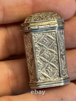 18th Century Solid Silver Powder Box - Antique Makeup Box
