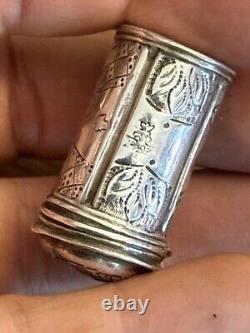 18th Century Solid Silver Powder Box - Antique Makeup Box