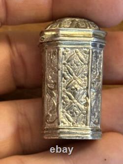 18th Century Solid Silver Powder Box - Antique Makeup Box