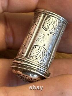 18th Century Solid Silver Powder Box - Antique Makeup Box