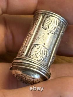 18th Century Solid Silver Powder Box - Antique Makeup Box