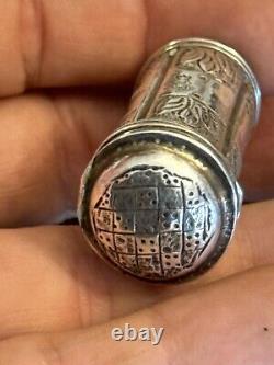 18th Century Solid Silver Powder Box - Antique Makeup Box