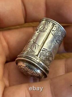 18th Century Solid Silver Powder Box - Antique Makeup Box
