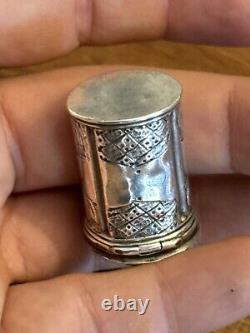 18th Century Solid Silver Powder Box - Antique Makeup Box