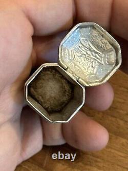18th Century Solid Silver Powder Box - Antique Makeup Box