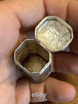 18th Century Solid Silver Powder Box - Antique Makeup Box