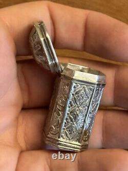 18th Century Solid Silver Powder Box - Antique Makeup Box