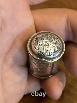 18th Century Solid Silver Powder Box - Antique Makeup Box