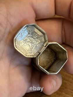 18th Century Solid Silver Powder Box - Antique Makeup Box