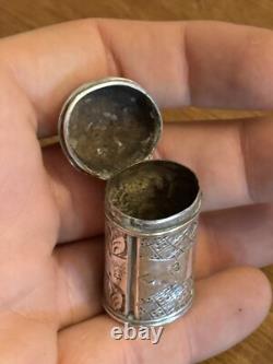 18th Century Solid Silver Powder Box - Antique Makeup Box