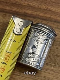 18th Century Solid Silver Powder Box - Antique Makeup Box