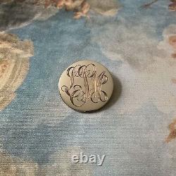 1920 Art Deco Beautiful Vintage Silver Monogram Solid Silver Brooch, Chiseling Engraving