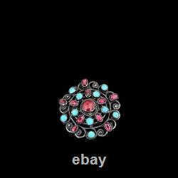 19th Century Austro-Hungarian Silver Garnet Brooch Pendant - Antique Jewelry