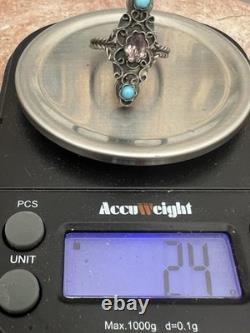 19th Century Ethnic Antique Marquise Ring Solid Silver Size 51.5 FR