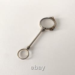 19th Century Silver-Plated Hand Mirror, Antique Lorgnon, Napoleon III