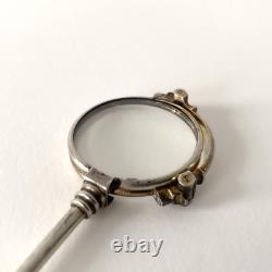 19th Century Silver-Plated Hand Mirror, Antique Lorgnon, Napoleon III