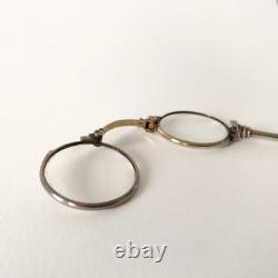 19th Century Silver-Plated Hand Mirror, Antique Lorgnon, Napoleon III